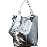 Freyday Damen Ledertasche Shopper - Wildleder Handtasche Aus Italien