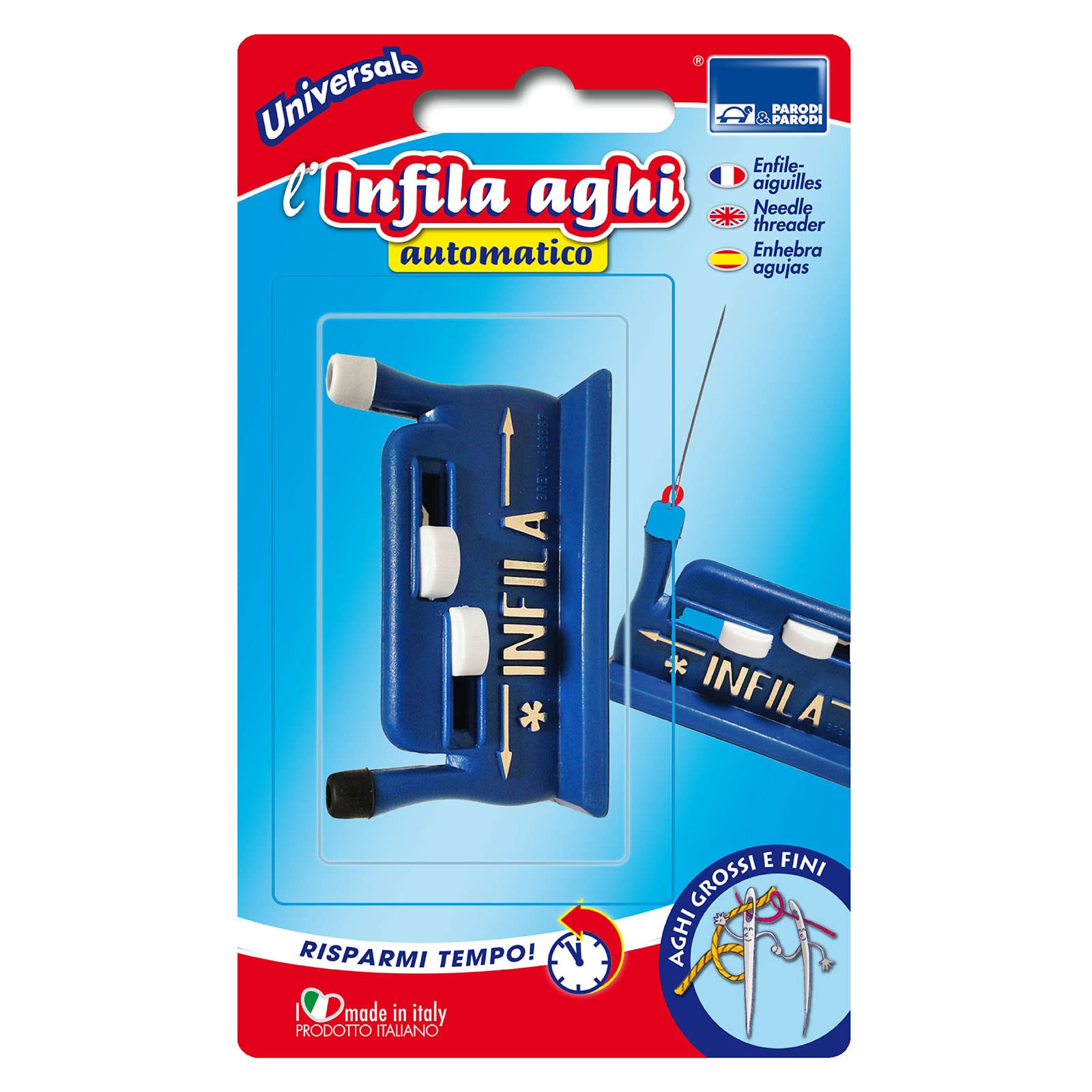 PARODI & PARODI Automatic Needle Threader Machine for Large and Fine Needles, Sewing Accessory, Portable and Lightweight, Made in Italy