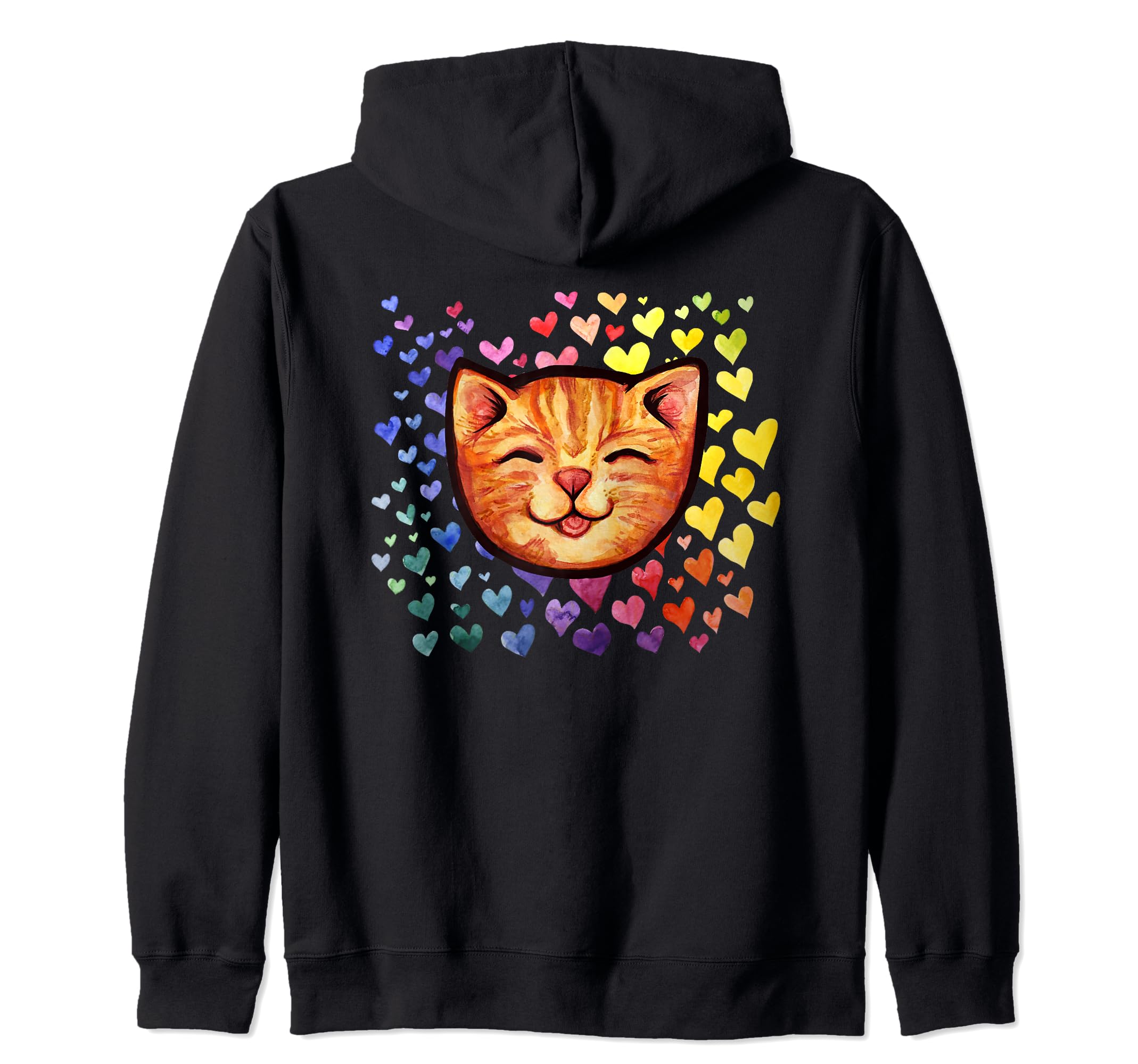 Happy Orange Tabby Cat Rainbow Zip Hoodie