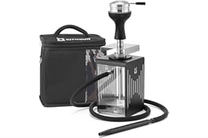 Hookah Complete Set with Everything - Kitosun Portable Travel Shisha with Bag Include HMD Phunnel Bowl Silicone Hose Handle A