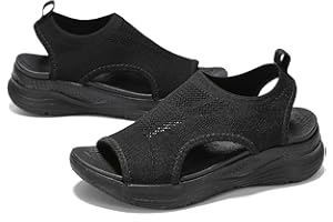 GoodValue Womens Comfortable Orthopedic Sandals Arch Support Ladies Walking Sport Athletic Sandals Open Toe Slip On Plantar Fasciitis Platform Dress Sandal 2 Inches Heel