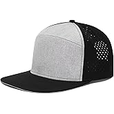 FYBW Men Performance Mesh Snapback Hat, Lightweight Laser Perforated Flat Brim Baseball Cap for Running, Gym & Outdoor