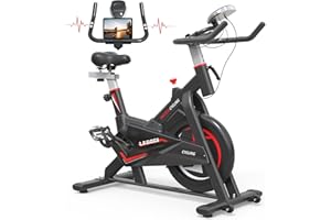 GEONEO Exercise Bike, Exercise Bike for Home, Stationary Indoor Cycling Bike Cardio Gym with Ipad Holder and LCD Monitor,Silent Belt Drive & 35 LBS Flywheel