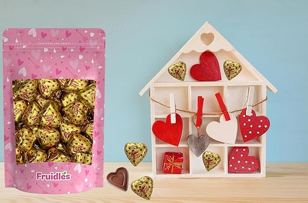 FRUIDLES VALENTINE’S MILK PEANUT BUTTER CHOCOLATE HEARTS, MILK CREAMY CHOCOLATY HEARTS, HOLIDAY TREATS, INDIVIDUALLY WRAPPED FOILS, KOSHER CERTIFIED DAIRY (HALF-POUND)