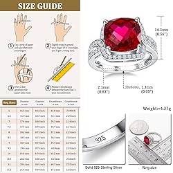 AGRULE Ruby Gemstone Ring Sterling Silver Gemstone
