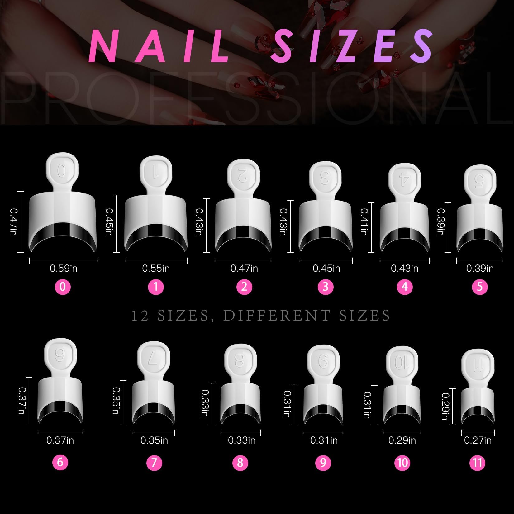 AORAEM White French Nail Tips 120 PCS Short French Style Acrylic Nail Tip 12 Sizes False Nail Clear and White Press on Nails for Women - Image 5