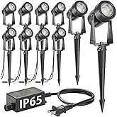 SUNTHIN Outdoor Landscape Lighting, 10 Pack Outdoor Spot Lights with Transformer for Yard, Plant, Lawn, Tree, Flags, House, Garden, Fence Use, IP65 Waterproof & Connectable