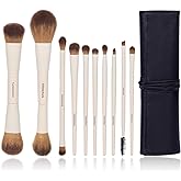 YutimeAura Makeup Brush Set 10pc, Dual-Ended Makeup Brushes For Bronzer, Contour, Eyeshadow, Blush, Concealer & Foundation Application
