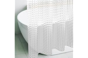 Eazzier Bath 3D Crystal Clear Plastic Shower Curtain Liner, 72x72 Inch Thin Lightweight Ice Cube Plastic Bathroom Shower Show