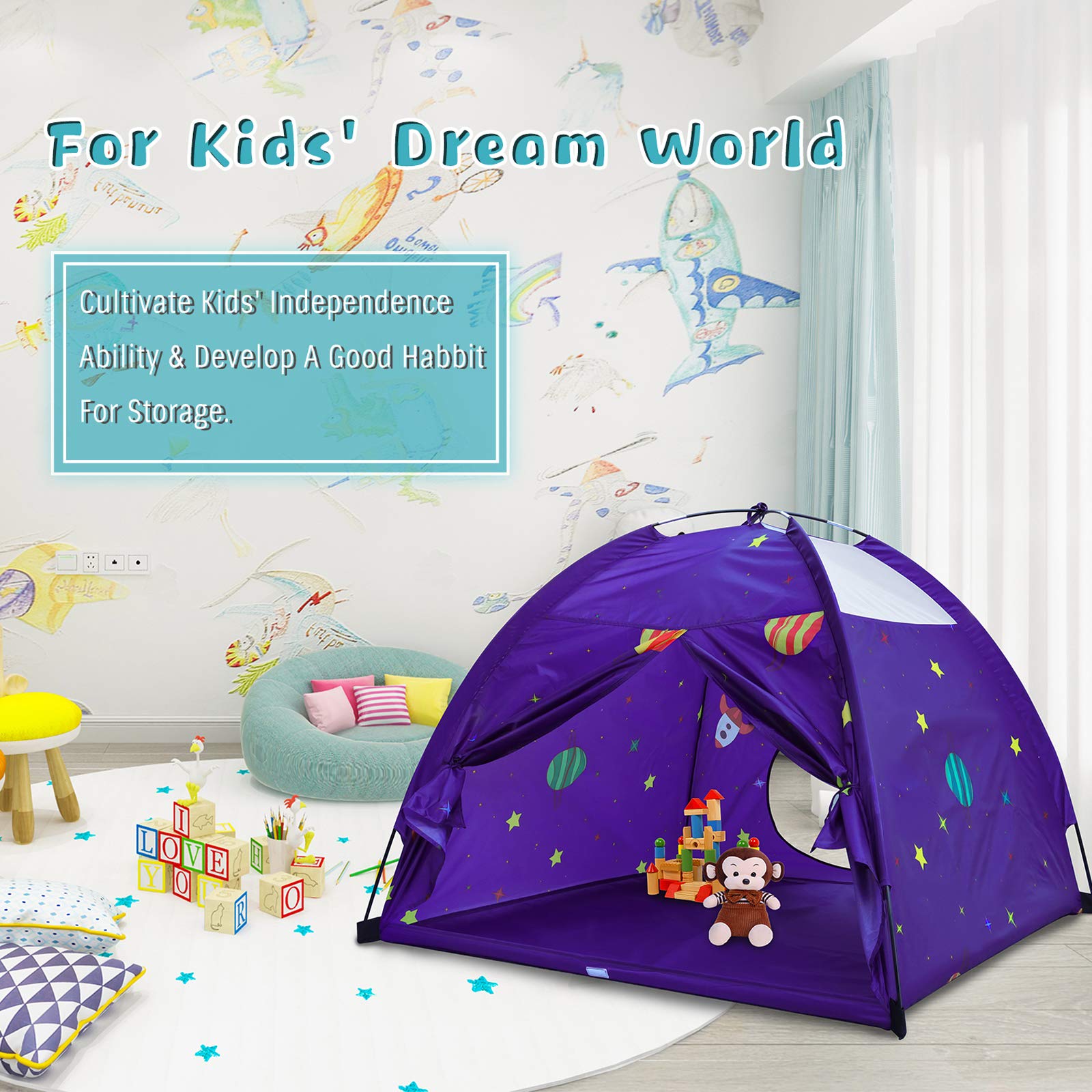 Kids Play Tent Outdoor Boys Indoor Playhouse for Children Tents Toddler Girls Gift Game Play HouseToys (Purple)