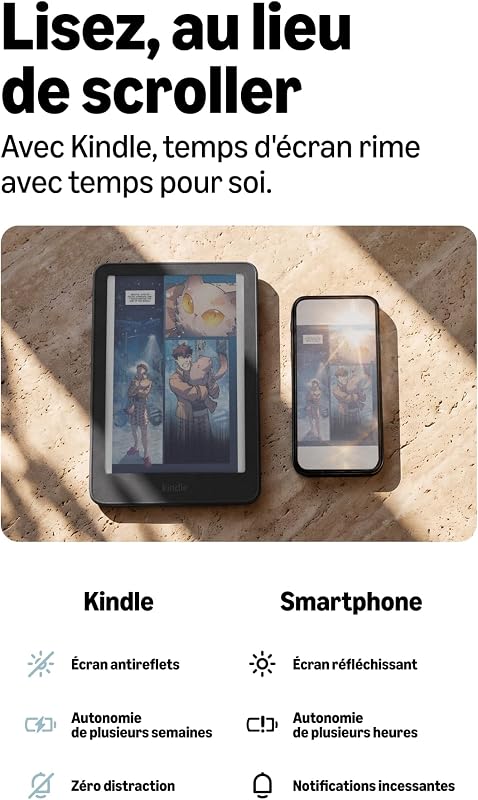 Kindle Colorsoft 16 Go (nouvelle génération) : désormais plus fin et plus léger, avec écran couleur 7" et éclairage chaud - Graphite