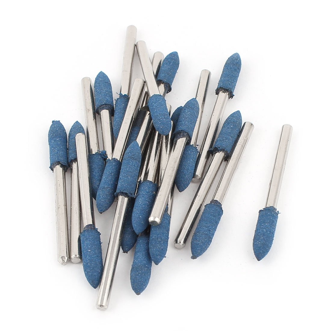 sourcingmap 3mm Shank 4mm Cone Head Blue Rubber Polishing Mounted Point 22 Pcs