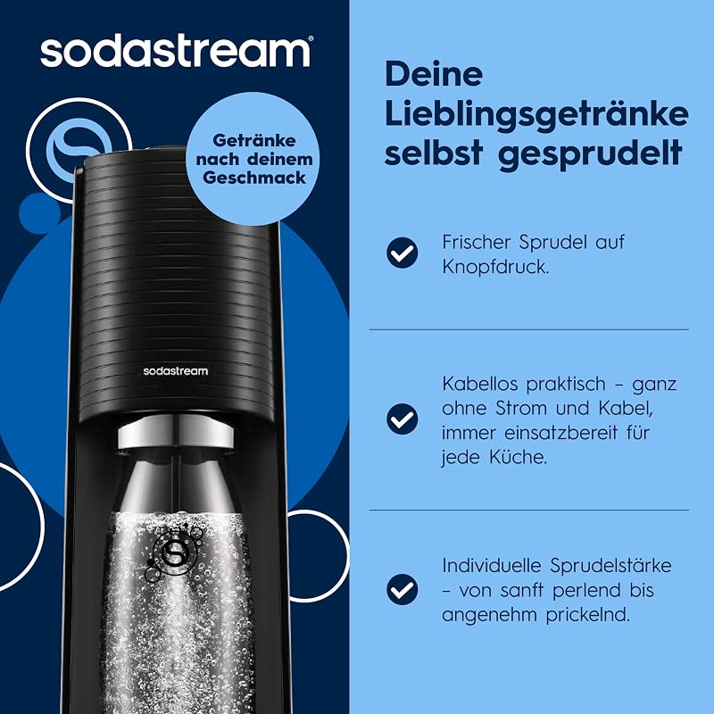 TERRA Wassersprudler - 3x 1L Sprudlerflaschen & CO2-Zylinder