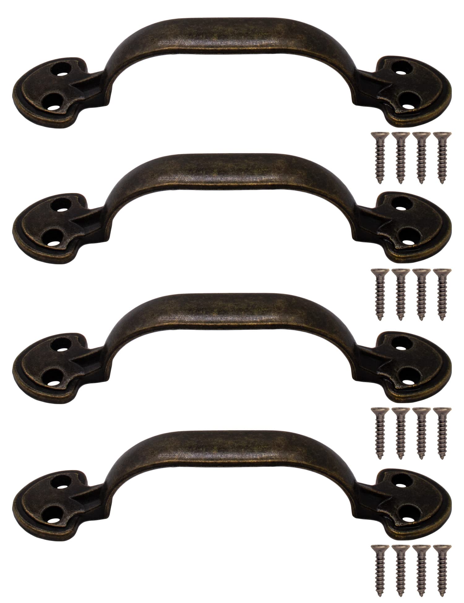 FUXXER - 4 x Antique Furniture Handles Drawer Handles Cabinet Handles for Chest Cabinet Dresser Antique Bronze Brass Design 115 x 24 mm Set of 4, FX-GR-AN115X24-4XBZ