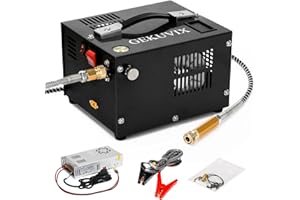 GEKUVIX PCP Air Compressor 4500Psi/30Mpa Water/Oil Free PCP Air Pump Rifle,12V Automotive DC 110V AC PCP Airgun Compressor With Power Converter,Built-in Fan,Suitable for Paintball, Air Rifle