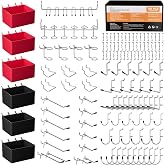 INCLY 126PCS Peg Board Organizer Accessories Kit for Organizing Tools | Pegboard Hooks Assortment with 6 Bins, Fit 1/8 or 1/4 inch Pegboard, for Garage, Workbench, Craft Room Tool Storage