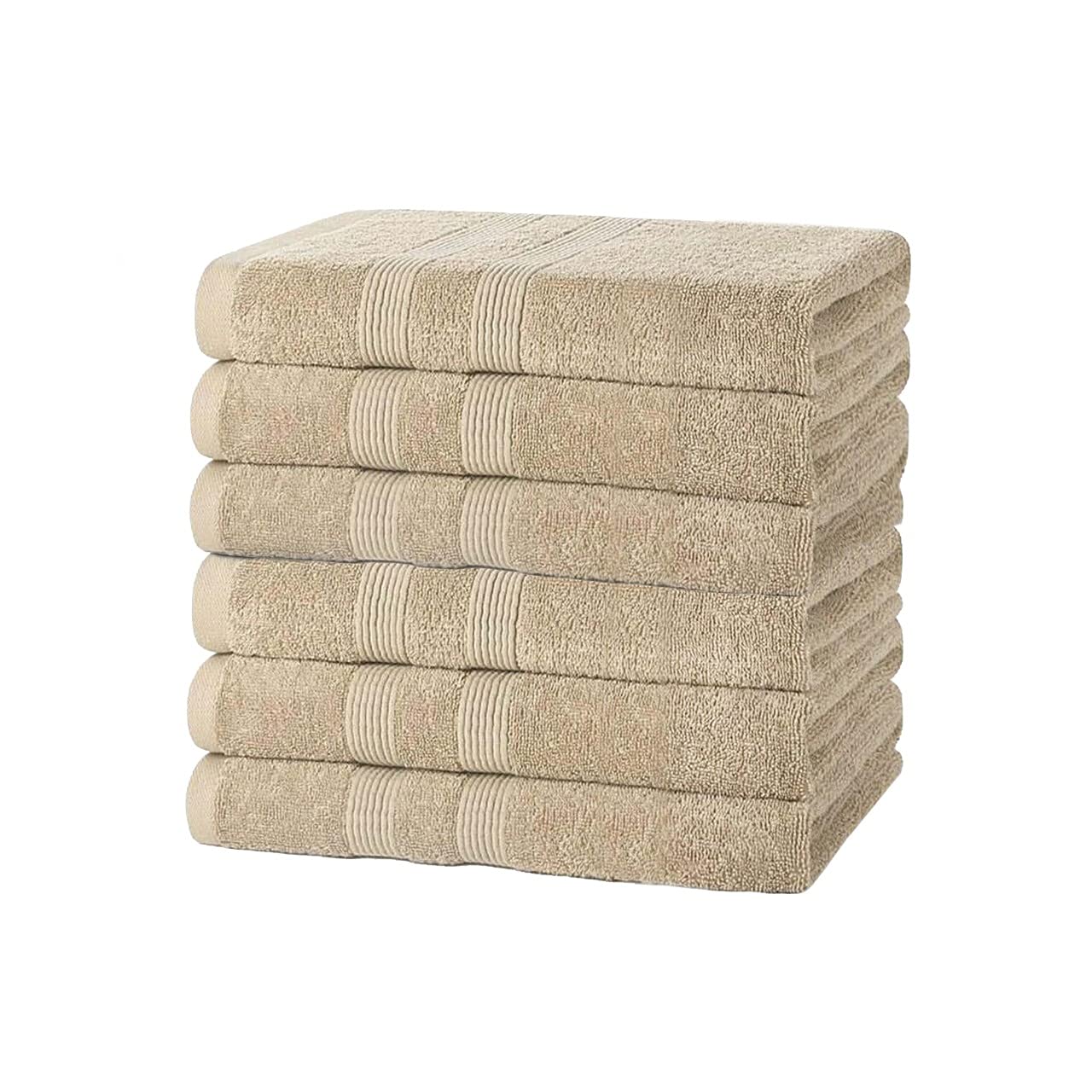 Vozbi Hand Towels 50 x 85 cm (6-Pack) | Highly Absorbent Hand Towels for Bathroom | 100% Cotton Towels | Soft & Thick Hand Towels for Kitchen, Hotel & Spa (Latte)