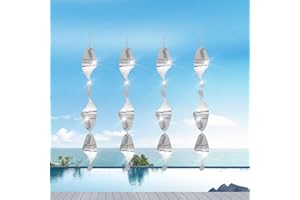 MARDILI 12Pcs Bird Scare Discs, Highly Reflective Double-Sided Bird Reflector, Extra Sparkly Wind Spinners Bird Devices to Scare Birds Like Woodpeckers, Pigeons, Ducks Away from Yard Patio Farm