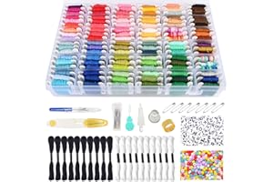 VICOVI Friendship Bracelet String Kits with Organizer Storage Box, 110 Colors Embroidery Floss 52Pcs Cross Stitch Tools-Labeled with Embroidery Thread Numbers for Bobbins Great Production Gift