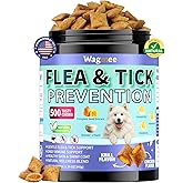 Flea and Tick Prevention for Dogs Chewables – 500 Crunchy & Creamy Tasty Chews, Natural Dog Flea and Tick Treatment Chewable, Oral Flea Chews Supplement for Dogs Puppies, All Breeds & Ages, Chicken