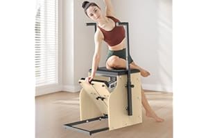 ADDWIN Pilates Chair for Home Workouts, Adjustable Resistance Wunda Chair with Soft Cushion, Multi-Functional Pilates Equipment with 5-Level Handles, Sturdy Frame for Full Body Training