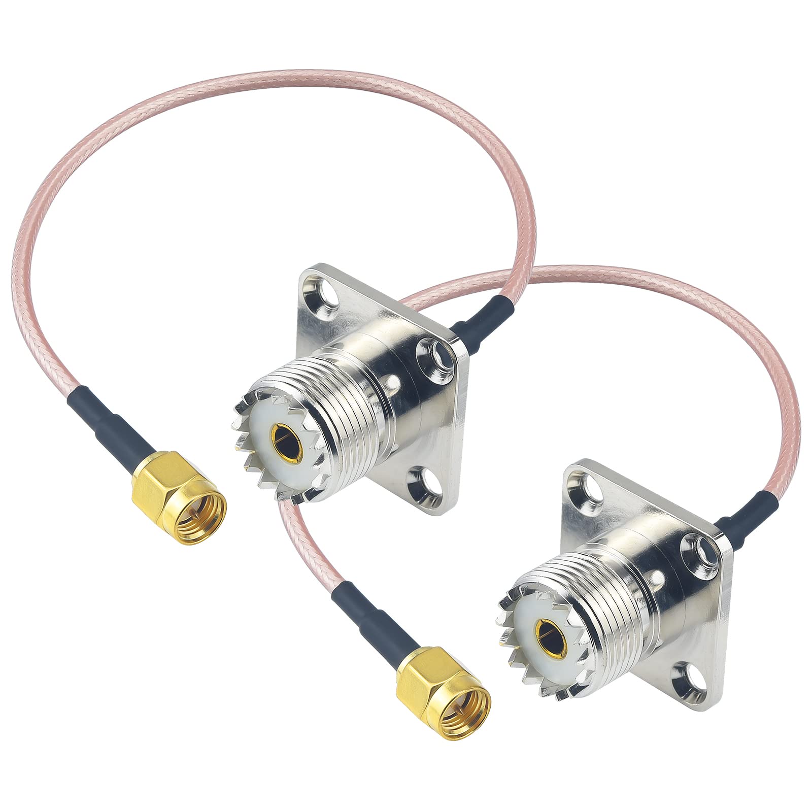 urcianow 20CM SMA Male to UHF Female 4 Hole Panel Chassis Mount Connector SO239 PL259 Coax Jumper Cable 2PCS RF Antenna Extensor Pigtail RG316 Coaxial Cable
