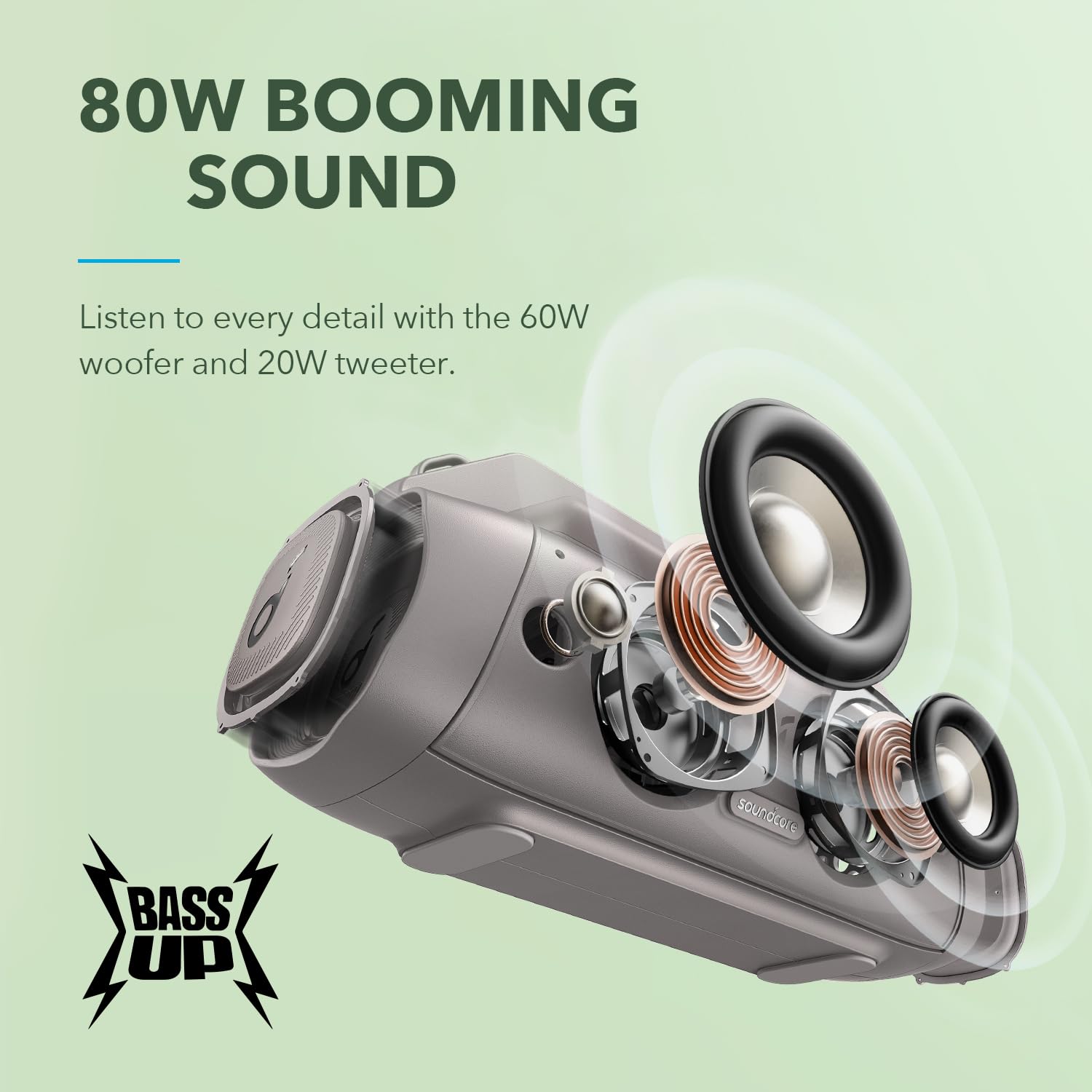 Soundcore Anker Motion Boom Plus IP67 Portable Speaker, 80W Stereo