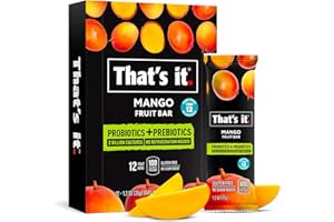 THAT'S IT. That’s it. (12 Pack Mango) Probiotic Fruit Bar Immunity Booster & Support Active Cultures to Promote Healthy Gut & Digestion 100% All Natural 2 Ingredients Whole 30 Compliant, Paleo, Allergen Friendly