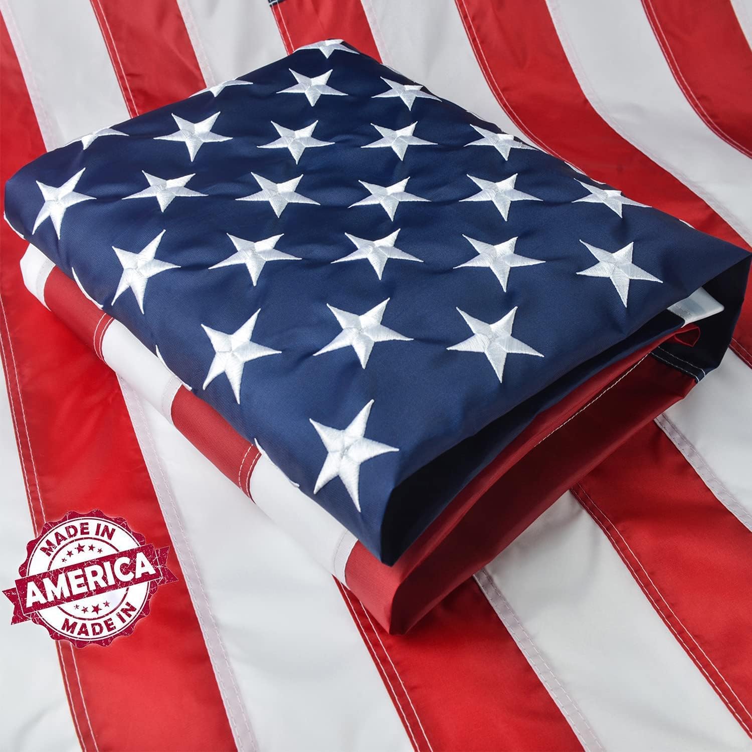 Flags - 2x3 American Flag Outdoor Heavy Duty, 100% Made in USA, US Flag 2x3 ft, USA Flag with Embroidered Stars and Sewn Stripes Brass Grommets