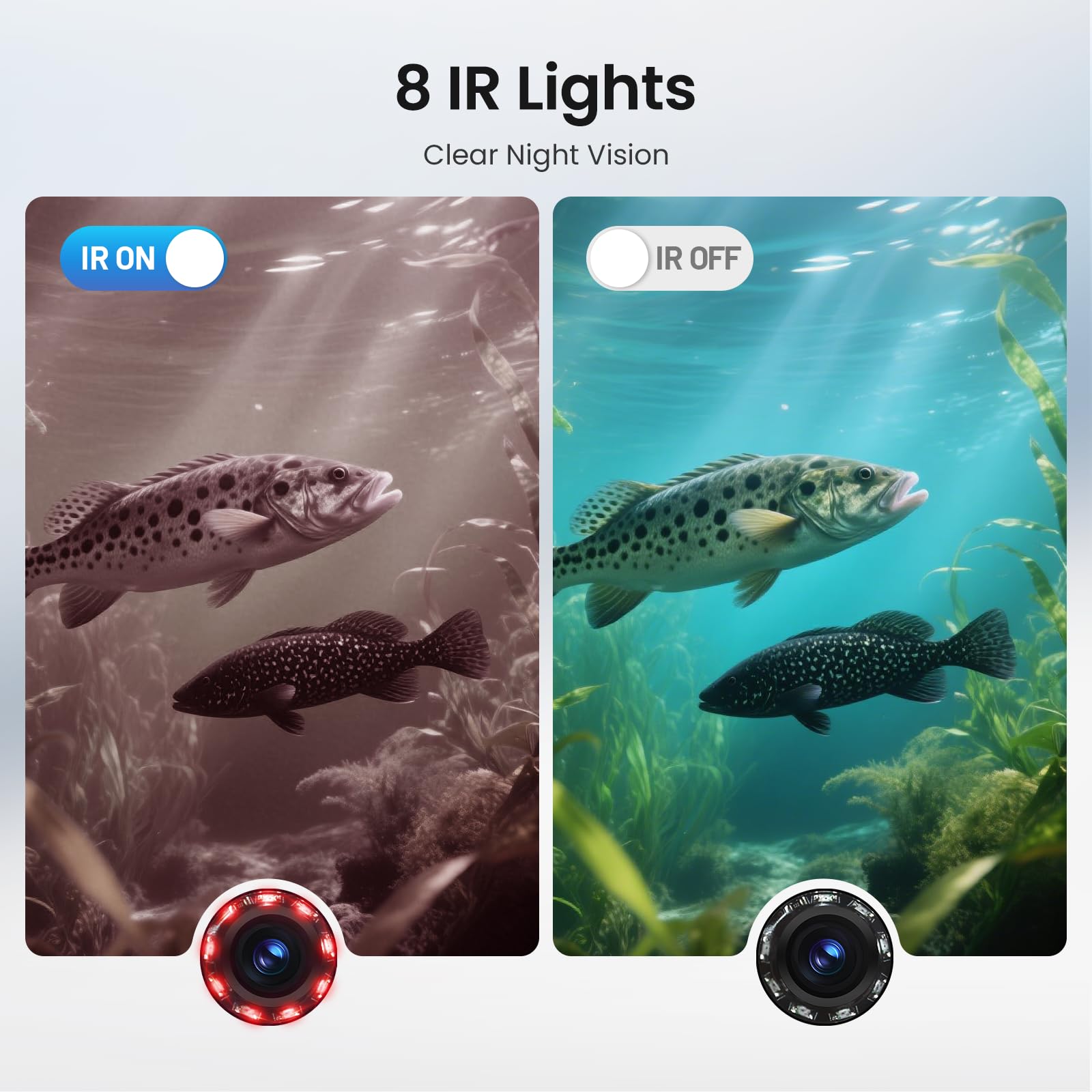 Eyoyo Underwater Fishing Camera 5-Inch: 720P DVR Recording, 8 IR Night Lights, 10000mAh Battery, 66 FT Cable Portable Fish Finder for Ice, Boat, Lake Fishing Outdoor Gear