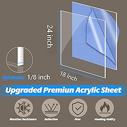 GetWant 3 Pcs 18x24 Clear Acrylic Sheets 1/8 Inch