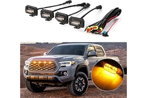 FQMY 4Pcs Front Grille Lights Compatible with Tacoma 2020 2021 2022 TRD Off-Road and Sport OEM Grille, 6 LED Beads Brighter Grill Light（Black Shell Amber Light）