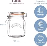 Kilner Square Clip Top Jar Set of 3, 1 Litre Airtight Glass Jars view 5