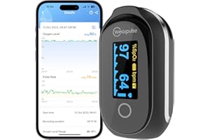 Wearpulse Rechargeable Pulse Oximeter Fingertip - Continuous Blood Oxygen Saturation Monitor, SpO2 and Pulse Rate Tracking, Finger O2 Pulse Oximeter , APP Report Features with Bluetooth, Audio Reminder