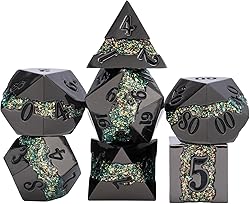 Black Glitter Metal Dice Set,Polyhedral Stripe DND