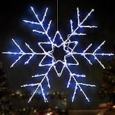 Retisee 1 Pcs 36" Christmas Snowflake Lights LED Silhouette Snowflake Lights Large Folding Window Lighted with Twinkling Modes Giant Hanging Yard Decorations for Indoor Outdoor Party Decor