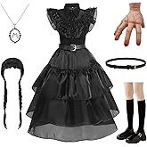 TAMOSKY Halloween Costumes for Girls Kids Black Dress Black Family Costume for Halloween Cosplay 4-14 Years