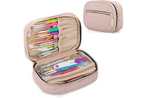 Yarwo Crochet Hook Case, Travel Organizer Bag for Crochet Hooks, Aluminum Crochet Hooks, and Crochet supplies, Dusty Rose (Bag Only)