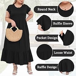Moon Wood Women's 2025 Plus Size Casual Dress Crew