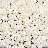 Niziky 1200PCS Ivory Flat Back Pearls Gems, Mixed Size 2/4/6/8/10/12/14mm Half Round Pearls Beads for Crafts, Hair, Shoes, Nail Art Decorations