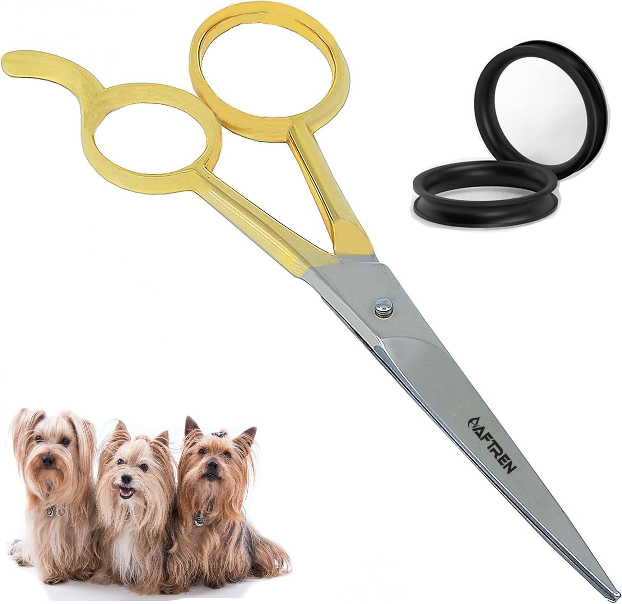 Professional Curved Dog Grooming Scissors Round Tips Curved Pet Shears for Dogs Cats 4CR Stainless Steel Pets Bending Scissor Household Tools (5.5 Inch Gold)
