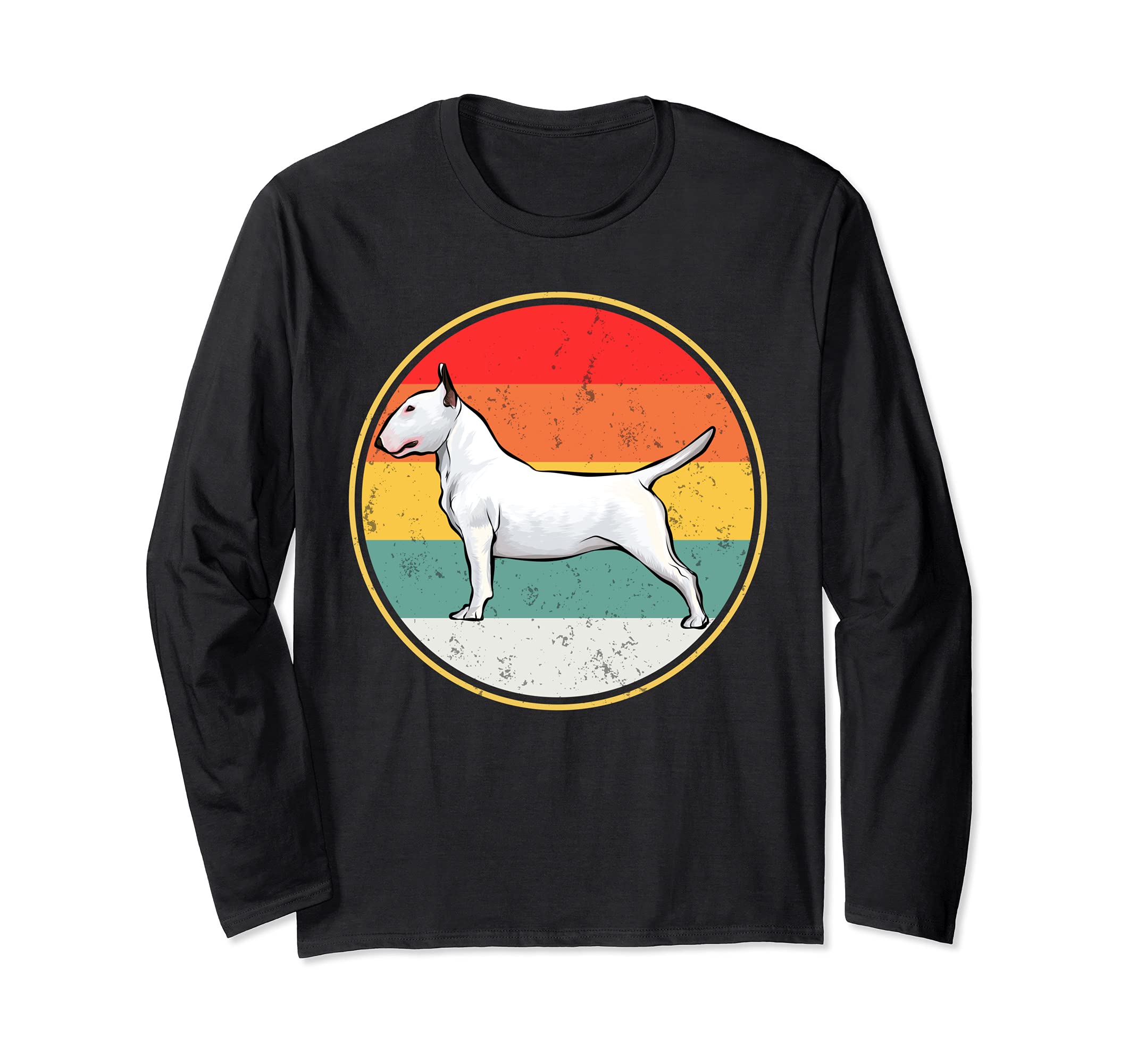 Vintage Retro Sunset Bull Terrier Dog Long Sleeve T-Shirt
