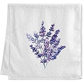 Dallonan Soft Cotton Face Wash Towels Lavender Flowers Spring Watercolor Purple Bath Hand Towels for Working Out Bathroom Decorative Set of 2 for Guest Shower 16x30 Inches