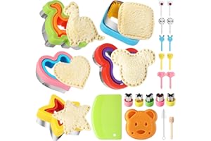 24Pcs Sandwich Cutter and Sealer Set Bread Sandwich Cutter Pancake Maker Heart Square Dinosaur Start Shaper,etc (24)