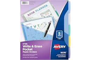 Write & Erase Durable Plastic Dividers with Pocket, 1 Pocket