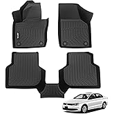 AIPOIL® Floor Mats for 2012-2018 Volkswagen Jetta Fits 1st & 2nd Row TPE All Weather Anti-Slip Floor Liners Full Set Custom VW Jetta Car Mats Accessories, Black