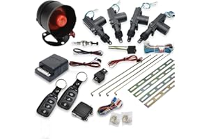 MASO Car Remote Central Locking Kit 4 Doors Keyless Entry System + Anti-Theft Alarm Immobiliser System with Shock Sensor Universal Fits for All Car