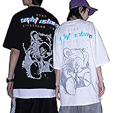 XYXIONGMAO Reflective Lettering and Bear Graphic Printing T-Shirt Casual Hip-hop Unisex Streetwear Tees Shirts for Men