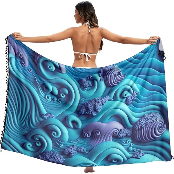 Craft N Cotton Pure Cotton Hand Block Print Sarong - 73 X 44 Inch, Swimsuit Cover Up, Beach Wrap, Multi Color - View #5