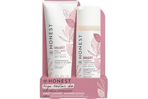The Honest Company 2-in-1 Cleansing Shampoo and Body Wash Face Lotion Bundle Gentle for Baby Naturally Derived Sweet Almond Nourish 18.5 fl oz